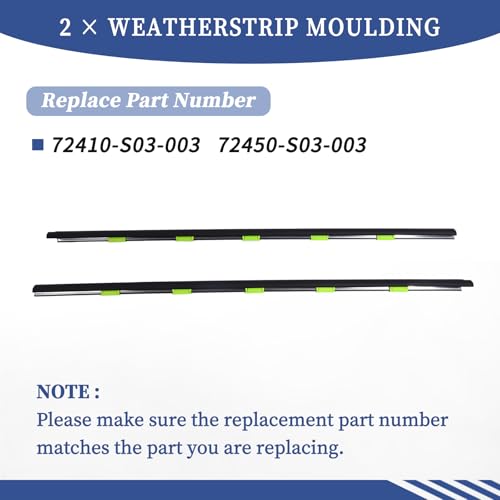 Getfarway جيتفارواي 2 قطع يمين ويسار باب نافذة طقس تشكيل خارجي حزام طقس 72410-S03-003 متوافق مع هوندا سيفيك EK 1996-2000 72450-S03-003 ختم تقليم نافذة حزام عزل الطقس - Image 3