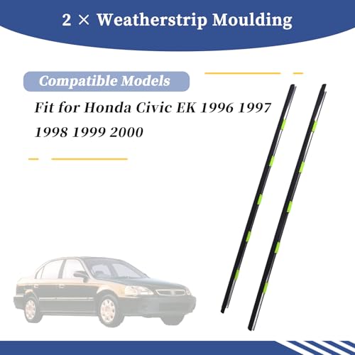 Getfarway جيتفارواي 2 قطع يمين ويسار باب نافذة طقس تشكيل خارجي حزام طقس 72410-S03-003 متوافق مع هوندا سيفيك EK 1996-2000 72450-S03-003 ختم تقليم نافذة حزام عزل الطقس - Image 2