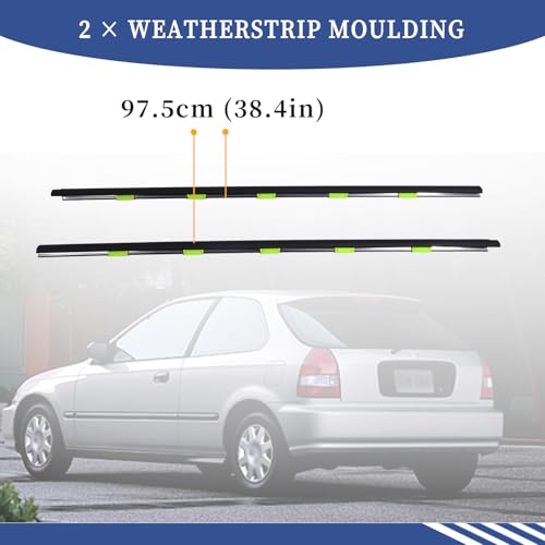 Getfarway جيتفارواي 2 قطع يمين ويسار باب نافذة طقس تشكيل خارجي حزام طقس 72410-S03-003 متوافق مع هوندا سيفيك EK 1996-2000 72450-S03-003 ختم تقليم نافذة حزام عزل الطقس - Image 5