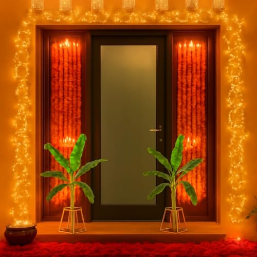 FUNTEREST Banana Plant Stand for Pooja & Mandir Decor, Rust-Resistant Durable Metal Stand for Banana Stems, Leaf Holder for Temple, Home Festival Diwali Navratri Decoration Use (Gold - 4 Pcs) - Image 4