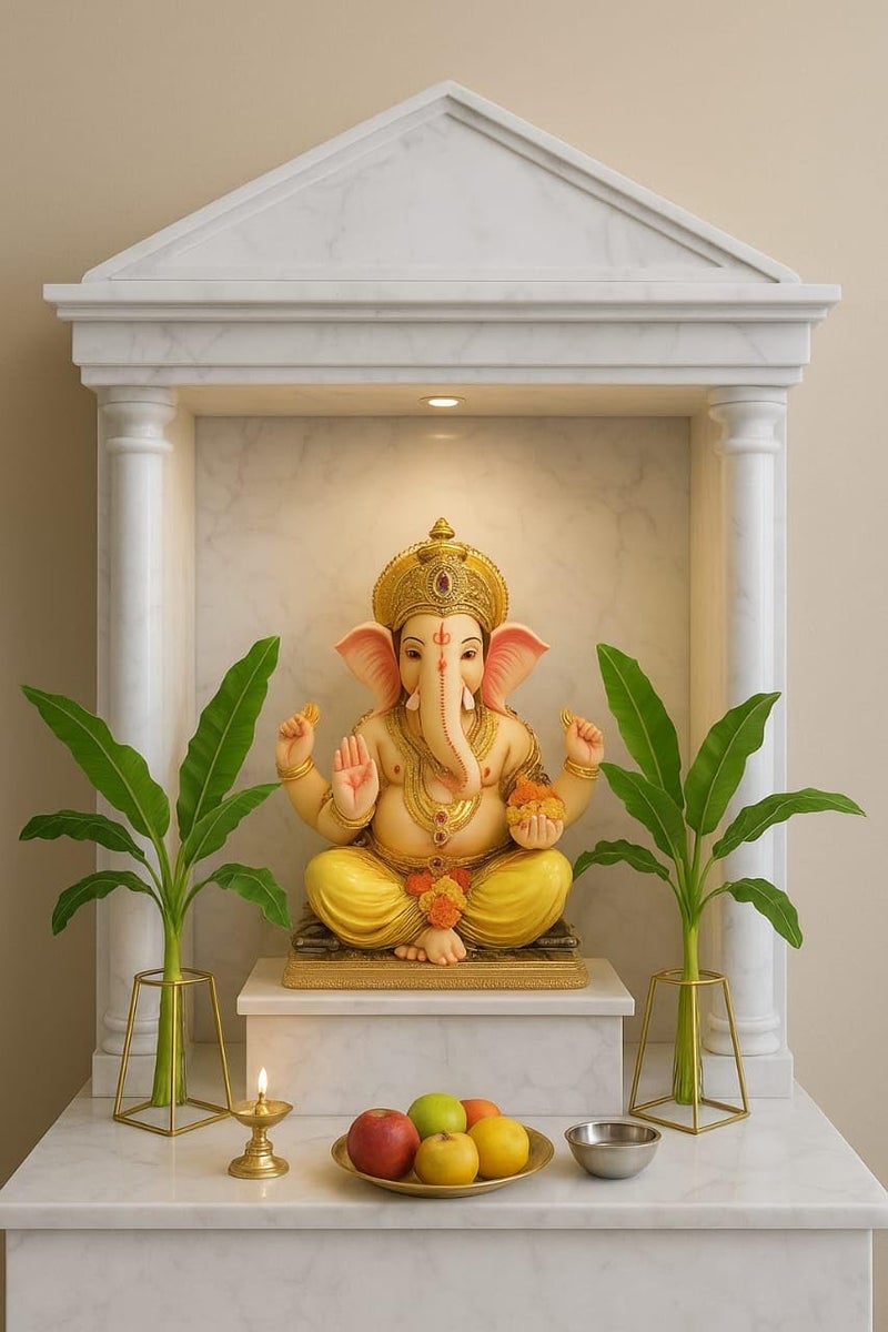 FUNTEREST Banana Plant Stand for Pooja & Mandir Decor, Rust-Resistant Durable Metal Stand for Banana Stems, Leaf Holder for Temple, Home Festival Diwali Navratri Decoration Use (Gold - 4 Pcs) - Image 3