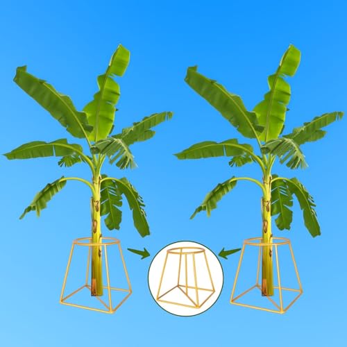 FUNTEREST Banana Plant Stand for Pooja & Mandir Decor, Rust-Resistant Durable Metal Stand for Banana Stems, Leaf Holder for Temple, Home Festival Diwali Navratri Decoration Use (Gold - 4 Pcs) - Image 1