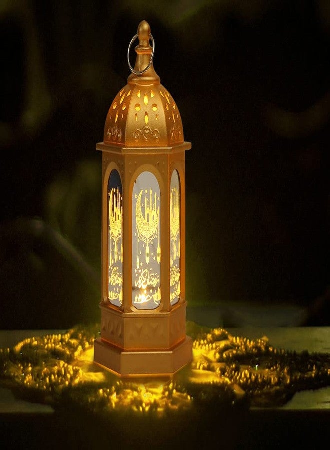 هيتوبين مجموعة زينة رمضان من قطعتين من هيتوبين، فانوس شموع رمضاني، مصباح عيد مبارك LED، زينة فانوس رمضاني، مصباح رمضاني معلق، لتزيين طاولة المنزل، لوازم حفلات إبداعية (ذهبي) - Image 2