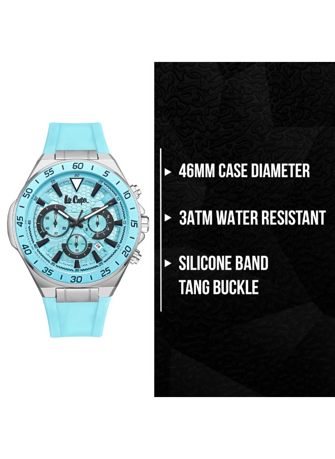 Lee Cooper Men's Multi Function Display Watch With Dark Blue Silicone Strap - LC08003.099  - Image 2