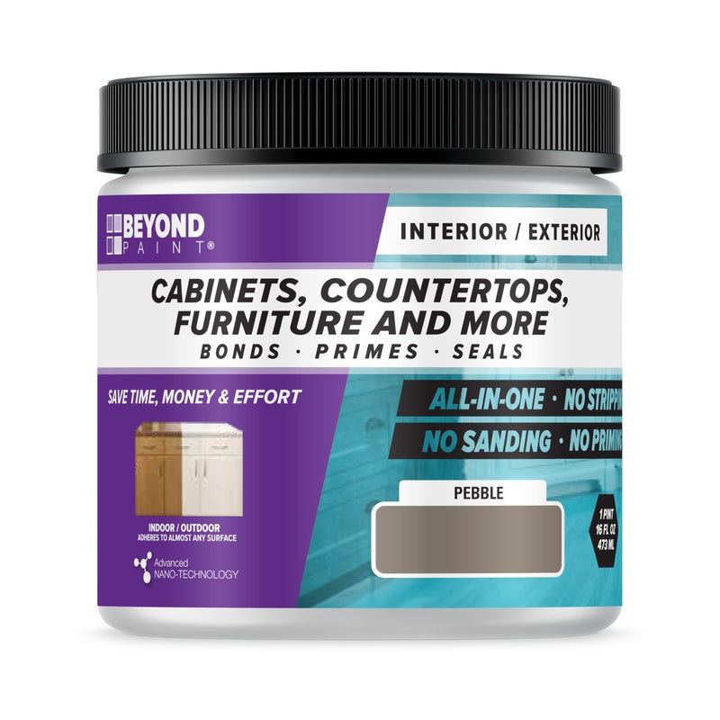 Beyond Paint All-in-One Refinishing Paint, No Sanding, Matte Finish for Cabinets, Countertops, Furniture and Doors, 1 Pint, Pebble - Image 1
