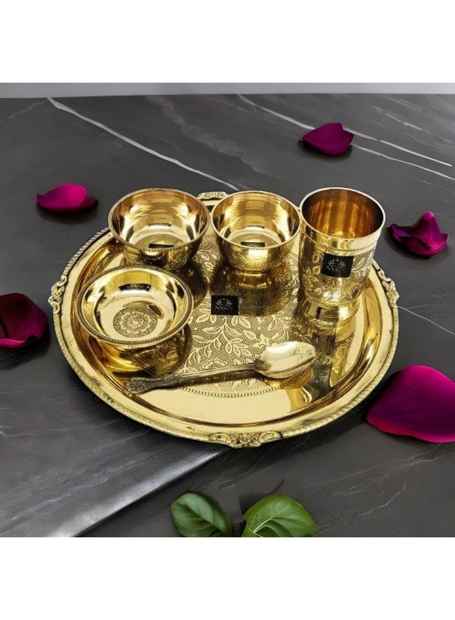 NYRA طقم صينية من النحاس الأصفر الصلب من NYRA مزخرفة - 6 قطع - 2 وعاء، 1 كوب، 1 طبق، 1 وعاء بودينغ و 1 ملعقة للأواني الفاخرة في المطاعم والفنادق - Image 2