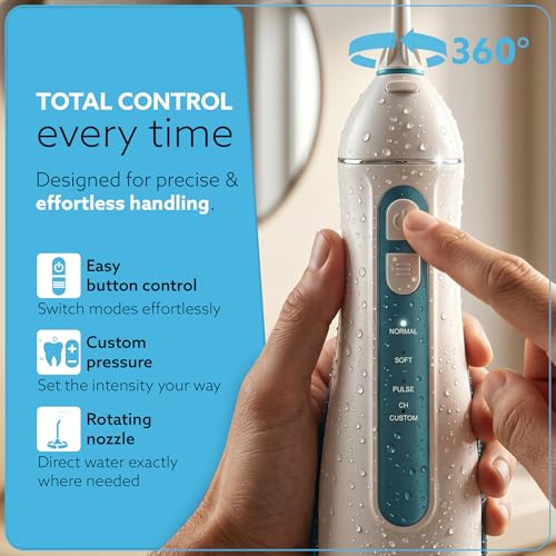 AGARO Royal Dental Flosser for teeth, 2 Nozzles, Portable, Cordless & Rechargeable,4 Cleaning Modes,IPX7 Waterproof with 200ml Watertank, Flossing at Home & Travel,Oral Flosser,Oral Irrigator - Image 5
