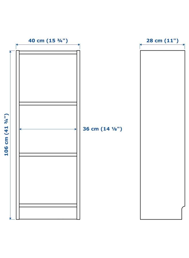 erorex Bookcase, White, 40X28X106 Cm - Image 3