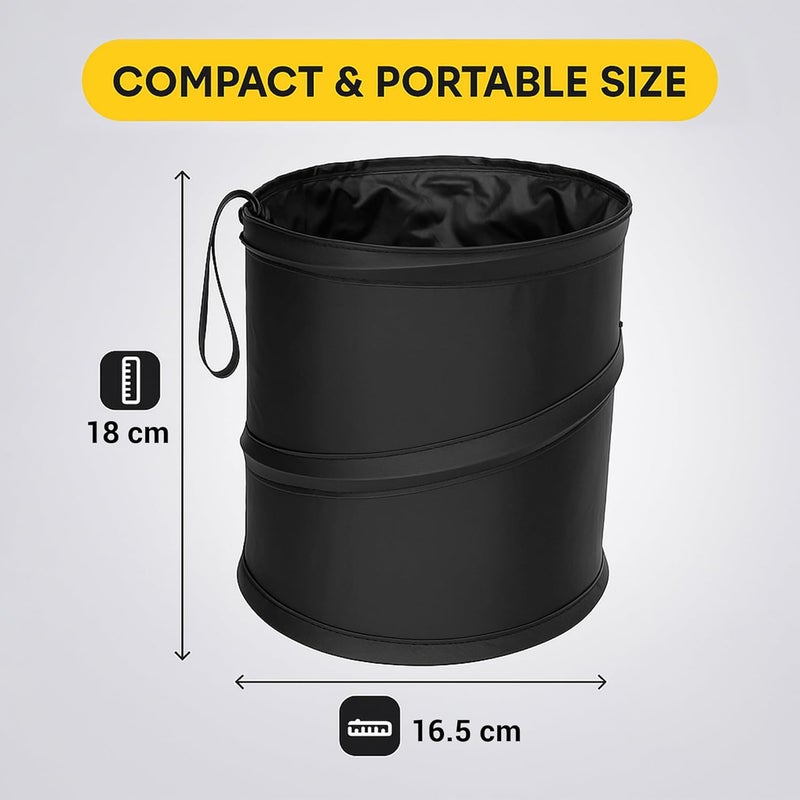 PLASTIFIC Universal Portable Car Trash Bin - Water Resistant, Collapsible, Leak Proof, Foldable - Black - Image 3