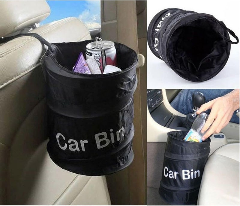 PLASTIFIC Universal Portable Car Trash Bin - Water Resistant, Collapsible, Leak Proof, Foldable - Black - Image 2