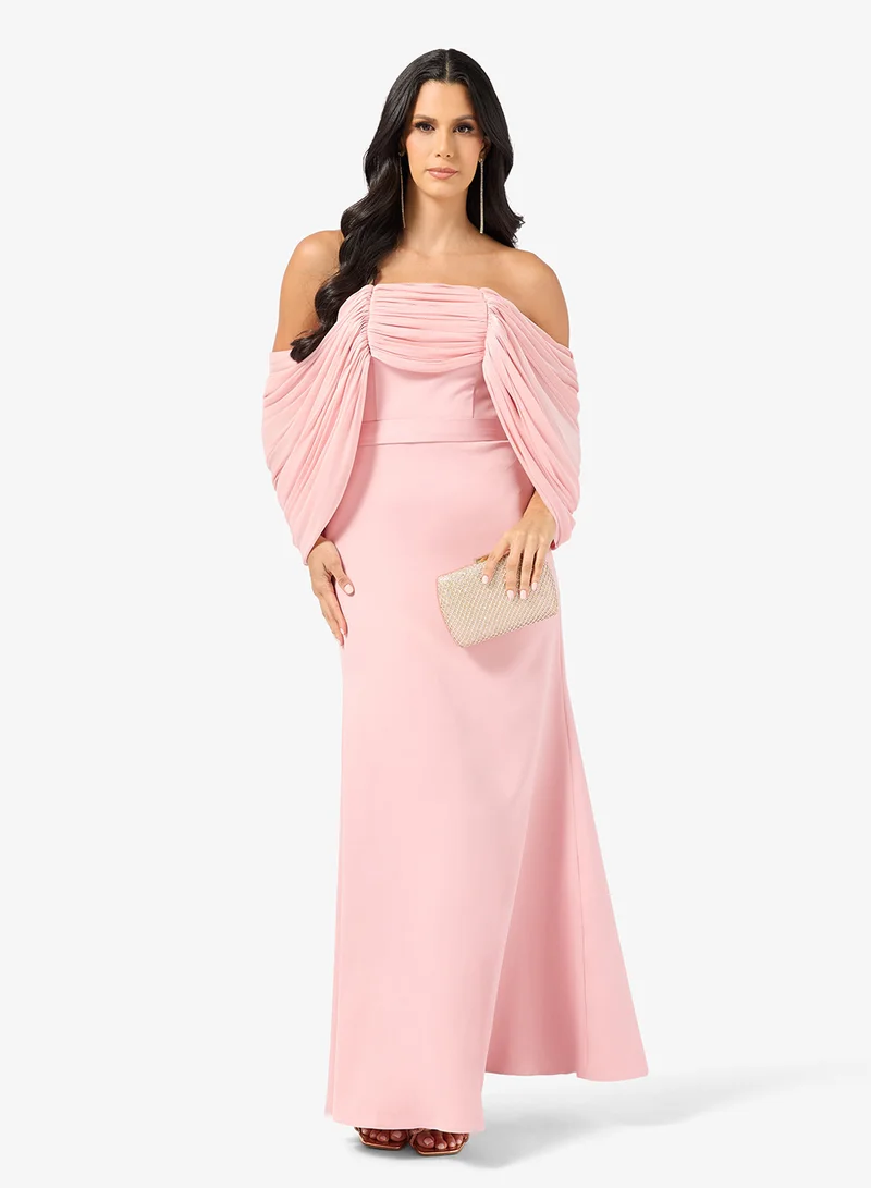 نمشي x فستان سهرة روزيا مكشوف الكتفين بتطريز