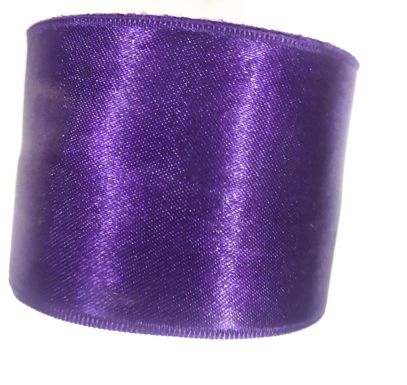 OMX Satin Ribbon Decoration, Size - 2 Inch Wide, Gift Wrapping, Multi-Purpose Use (Purple Colour, Total 20 Mtr - 10 Mtr in 1 Roll (2 Rolls) - Image 1