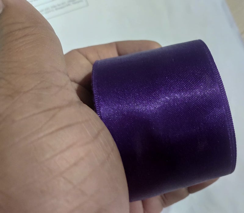 OMX Satin Ribbon Decoration, Size - 2 Inch Wide, Gift Wrapping, Multi-Purpose Use (Purple Colour, Total 20 Mtr - 10 Mtr in 1 Roll (2 Rolls) - Image 2