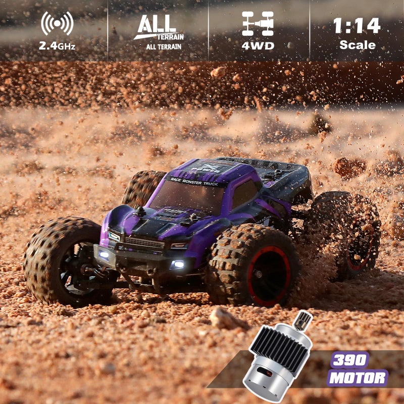 HAIBOXING 1:14 Scale RC Cars, 42km/h High-Speed 4WD Off-Road Waterproof RTR Hobby RC Truck with 2.4 GHz Remote Control for Adults & Boys, Electric Vehicle 2 Rechargeable Batteries, 2 Shells HBX2105 - Image 3