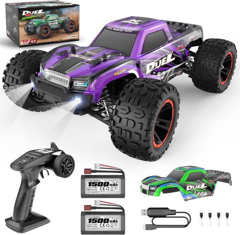HAIBOXING 1:14 Scale RC Cars, 42km/h High-Speed 4WD Off-Road Waterproof RTR Hobby RC Truck with 2.4 GHz Remote Control for Adults & Boys, Electric Vehicle 2 Rechargeable Batteries, 2 Shells HBX2105 - Image 1