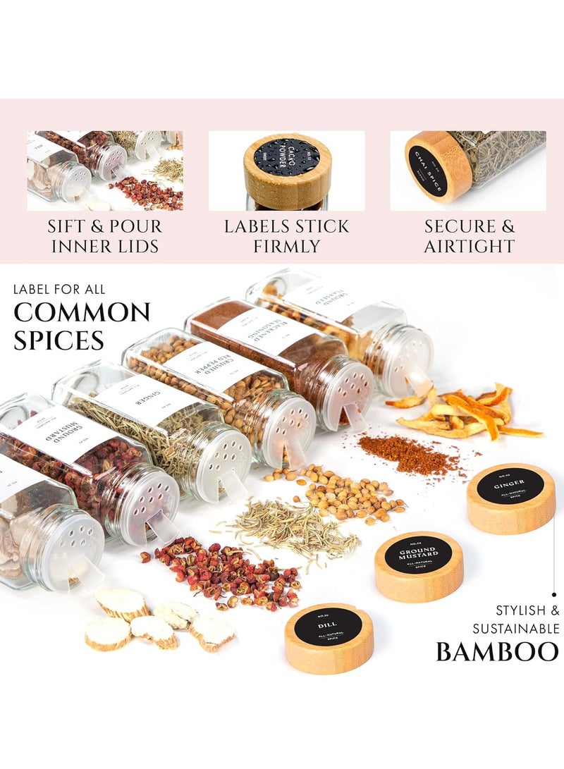 24 عبوة زجاجية مع أغطية من الخيزران، مجموعة عبوات توابل محكمة الإغلاق سعة 120 مل مع ملصقات إضافية وقلم، لعلب الأطعمة الجافة والتوابل والقهوة والفاصوليا والحلوى والمكسرات والأعشاب - Image 3