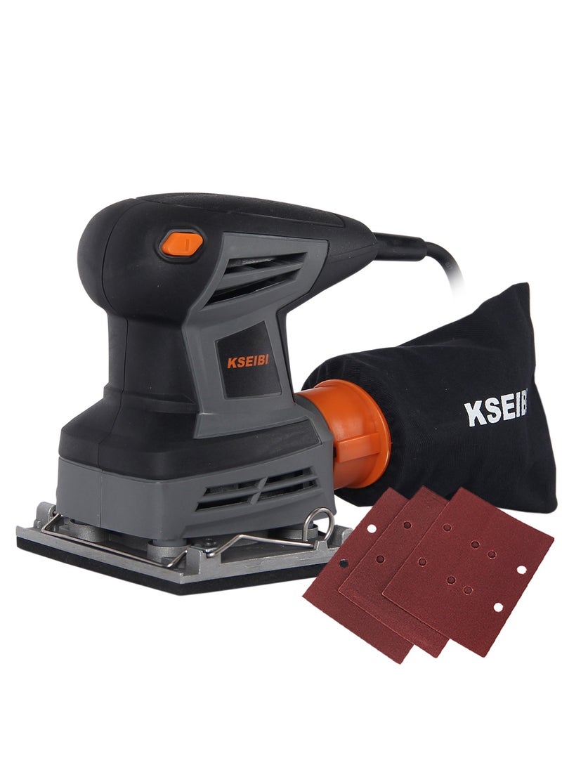 KSEIBI Sheet Sander 1/4 Inch, Electric Palm Sander 260W with 3 Sanding Sheets, Sanding Movements 13000 Per Min, Hand Sander for Polishing Wood, Sanding and Smoothing Various Surfaces for Doors or Closets.  - Image 1