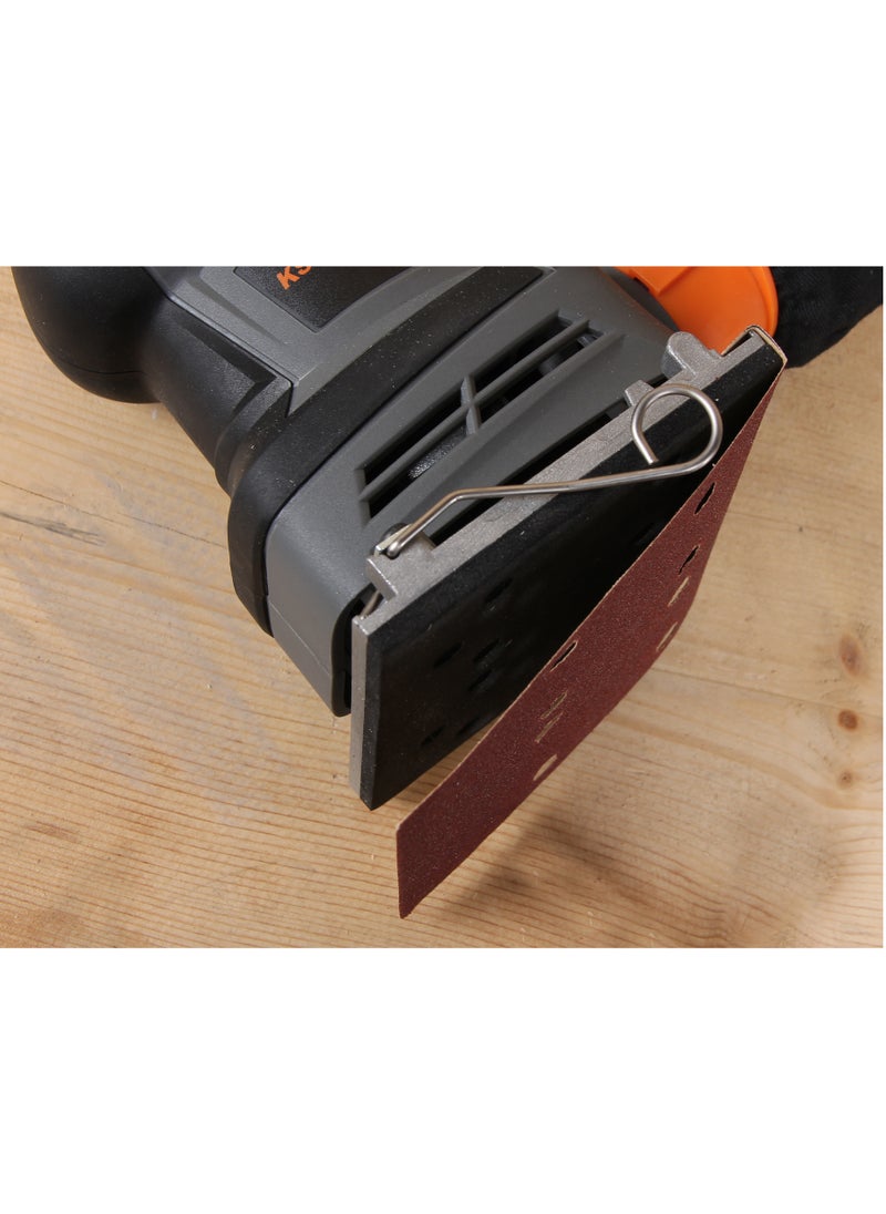 KSEIBI Sheet Sander 1/4 Inch, Electric Palm Sander 260W with 3 Sanding Sheets, Sanding Movements 13000 Per Min, Hand Sander for Polishing Wood, Sanding and Smoothing Various Surfaces for Doors or Closets.  - Image 5