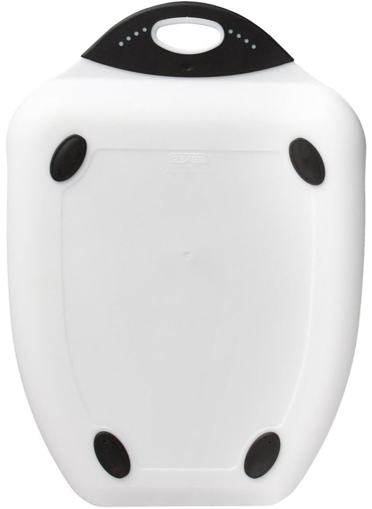 Dexas Chop & Scoop Cutting Board, 9.5 by 13 inches, White with Black Handle - Image 4