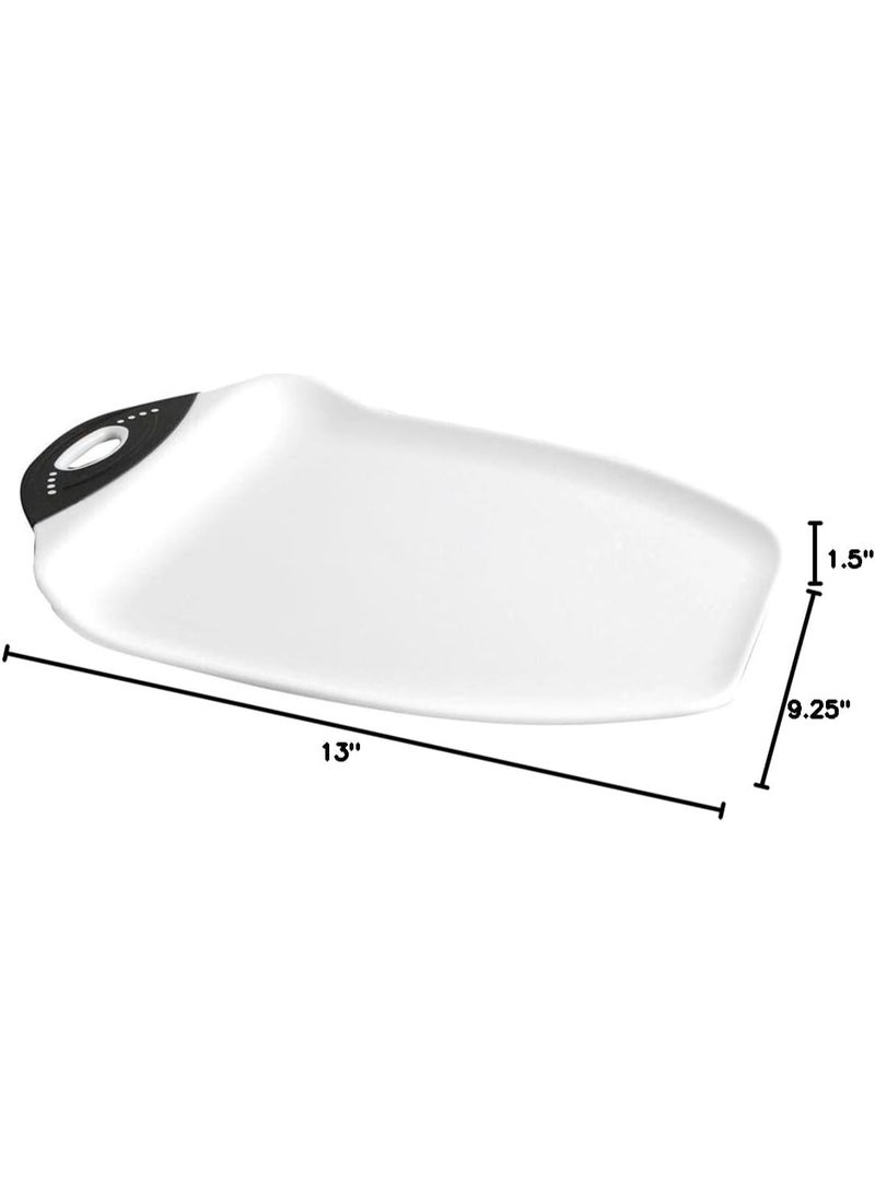 Dexas Chop & Scoop Cutting Board, 9.5 by 13 inches, White with Black Handle - Image 1