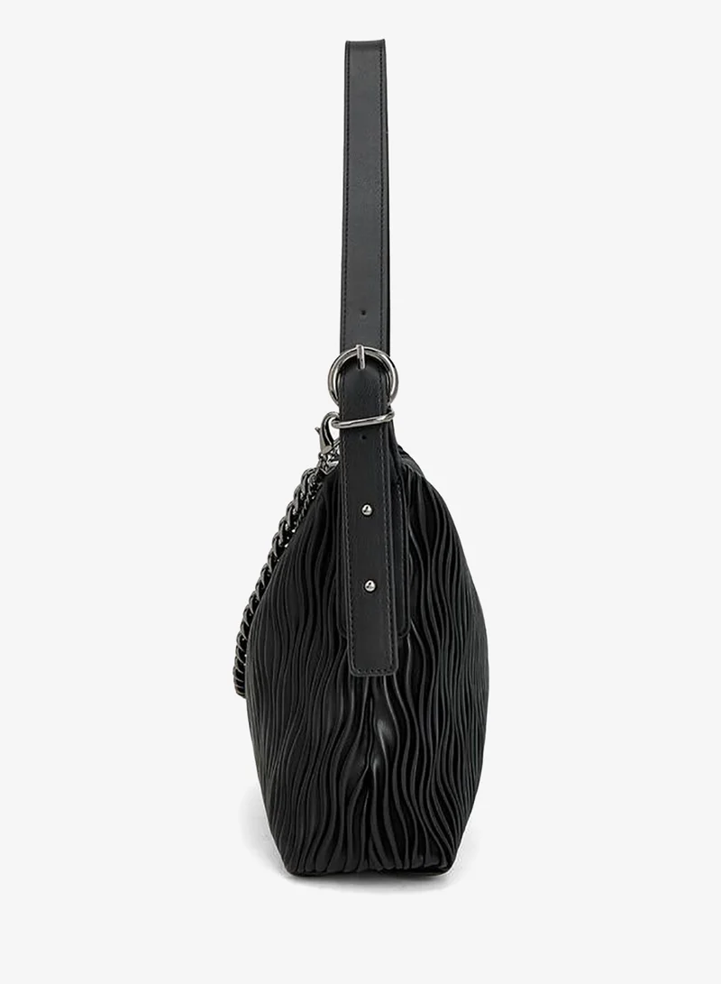 Celeste BLACK Textured Shoulder Bag With Adjustable Strap for Women | Best Price UAE