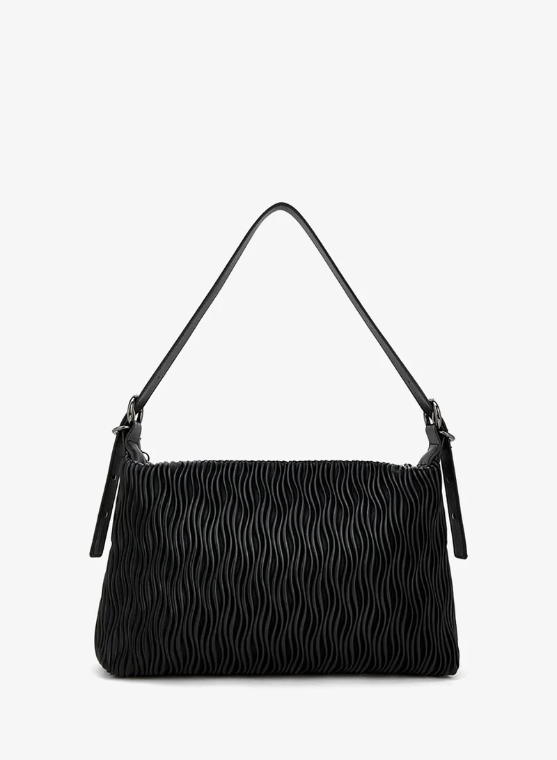 Celeste BLACK Textured Shoulder Bag With Adjustable Strap for Women | Best Price UAE