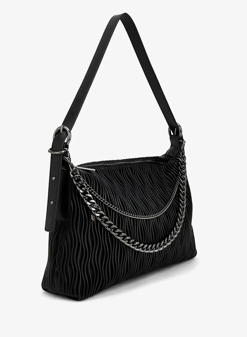 Celeste BLACK Textured Shoulder Bag With Adjustable Strap for Women | Best Price UAE