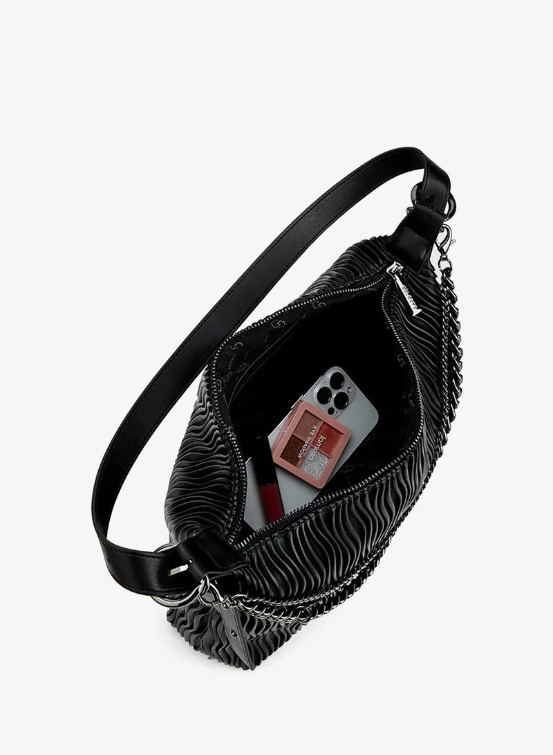 Celeste BLACK Textured Shoulder Bag With Adjustable Strap for Women | Best Price UAE