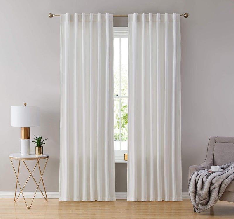 HLCME Lopez Velvet Drapes  Premium Privacy Back Tab Rod Pocket Window Treatment Curtain Drapery Panels for Bedroom  Living Room  Set of 2 Panels 54 x 84 inches Long White