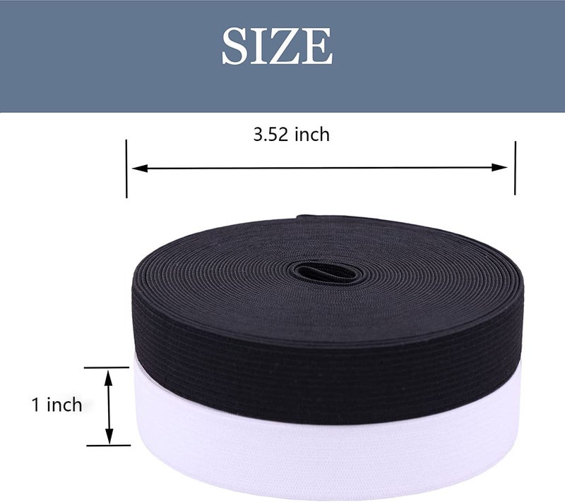 XKDOUS Elastic Band for Sewing, 1 Inch 14 Yards 2 Roll Knit Elastic Bands for Sewing Waistband and Pants Waist, High Elasticity(7 Yard White, 7 Yard Black) - Image 3
