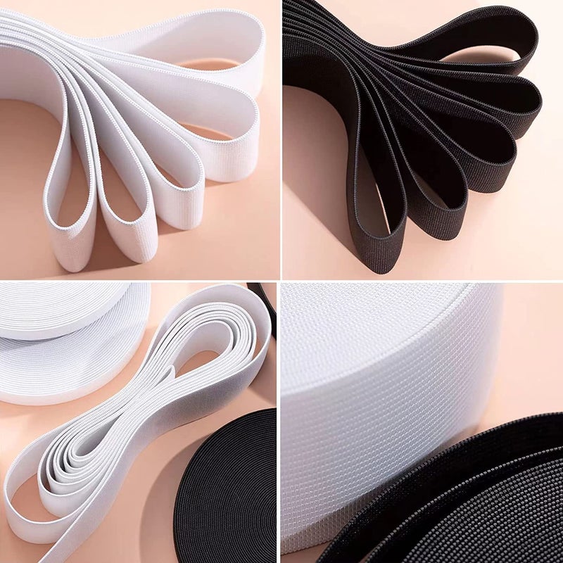 XKDOUS Elastic Band for Sewing, 1 Inch 14 Yards 2 Roll Knit Elastic Bands for Sewing Waistband and Pants Waist, High Elasticity(7 Yard White, 7 Yard Black) - Image 4
