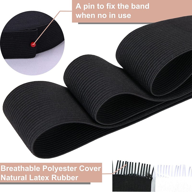XKDOUS Elastic Band for Sewing, 1 Inch 14 Yards 2 Roll Knit Elastic Bands for Sewing Waistband and Pants Waist, High Elasticity(7 Yard White, 7 Yard Black) - Image 2