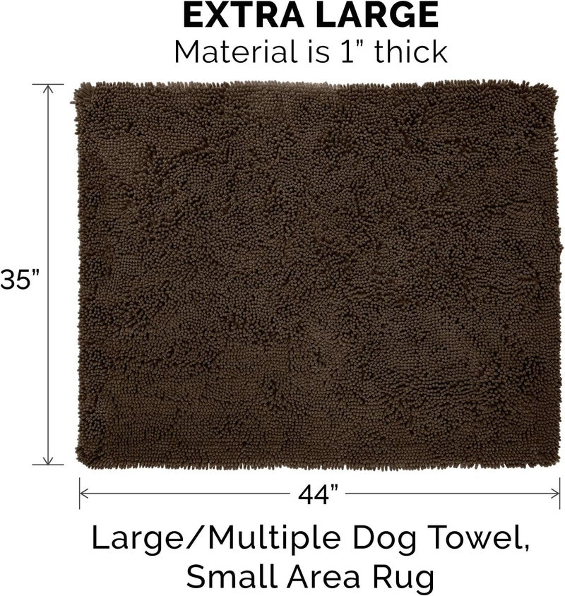 Pet Dog Mat | Muddy Paws Absorbent Chenille Shammy Bath Towel & Food Mat Rug for Dogs & Cats, Mud (Brown), Extra Large - Image 2