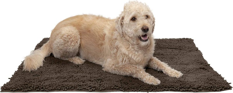 Pet Dog Mat | Muddy Paws Absorbent Chenille Shammy Bath Towel & Food Mat Rug for Dogs & Cats, Mud (Brown), Extra Large - Image 1