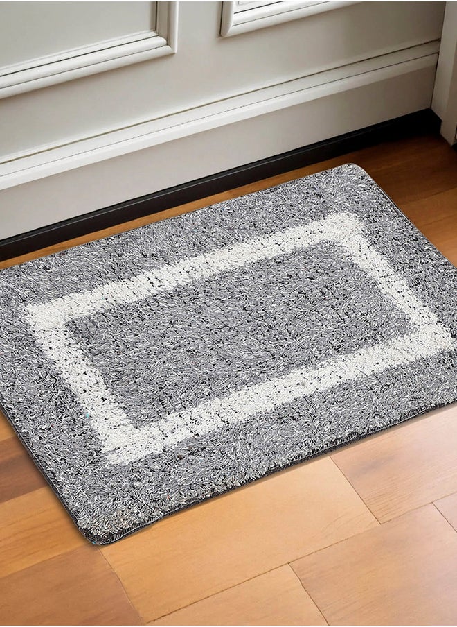 Status Contract Microfiber Bath Door Mat Anti slip Backing For Bathrom /Door /Office Entrance Water Absorbent-Grey, 38 X 58 Cm  - Image 1