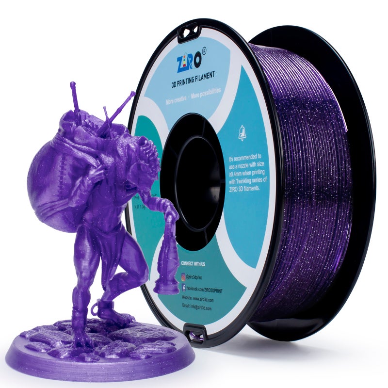 ZIRO PURPLE Glitter Twinkling PLA Filament 1.75mm 1kg/2.2lb Spool, - Image 5