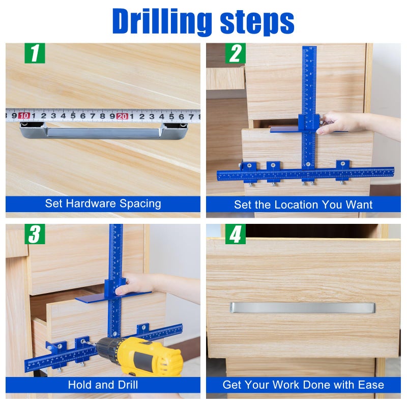 CenfeiTooL Cabinet Hardware Jigï¼ŒAluminum Cabinet Hardware Handle Jig Tool for Handles Pulls Knobsï¼ŒWoodworking Drilling Hole Doweling Guide Punch Locator for Installation Handles Knob on Drawer Door Pulls. - Image 5