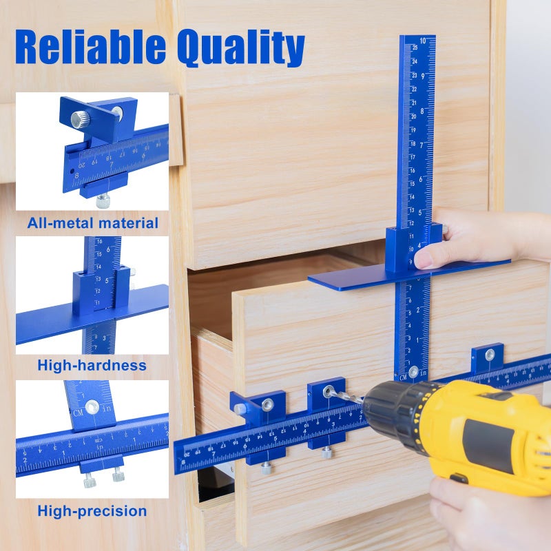CenfeiTooL Cabinet Hardware Jigï¼ŒAluminum Cabinet Hardware Handle Jig Tool for Handles Pulls Knobsï¼ŒWoodworking Drilling Hole Doweling Guide Punch Locator for Installation Handles Knob on Drawer Door Pulls. - Image 3