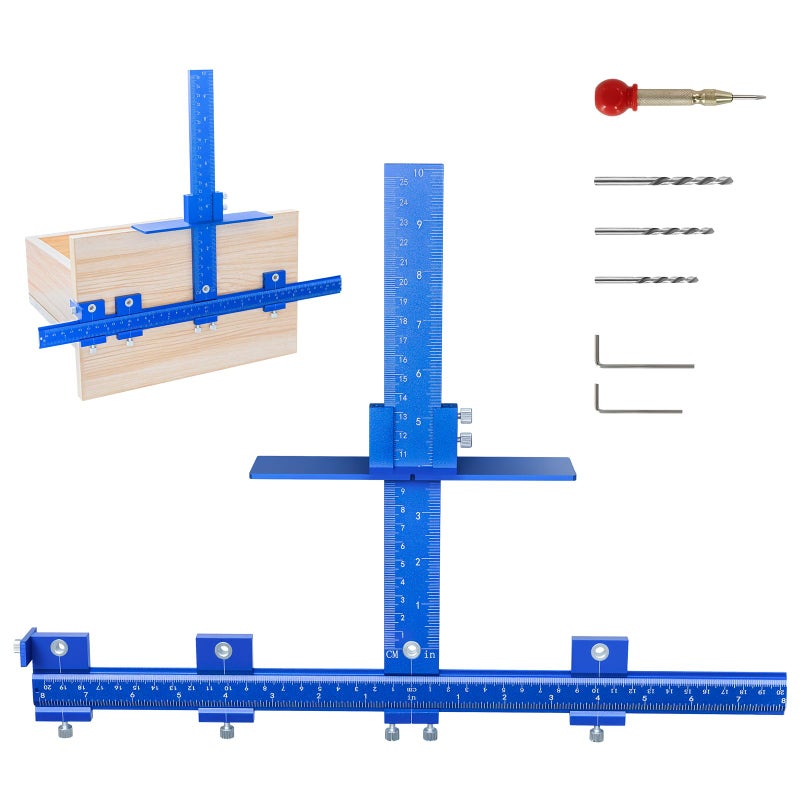 CenfeiTooL Cabinet Hardware Jigï¼ŒAluminum Cabinet Hardware Handle Jig Tool for Handles Pulls Knobsï¼ŒWoodworking Drilling Hole Doweling Guide Punch Locator for Installation Handles Knob on Drawer Door Pulls. - Image 1