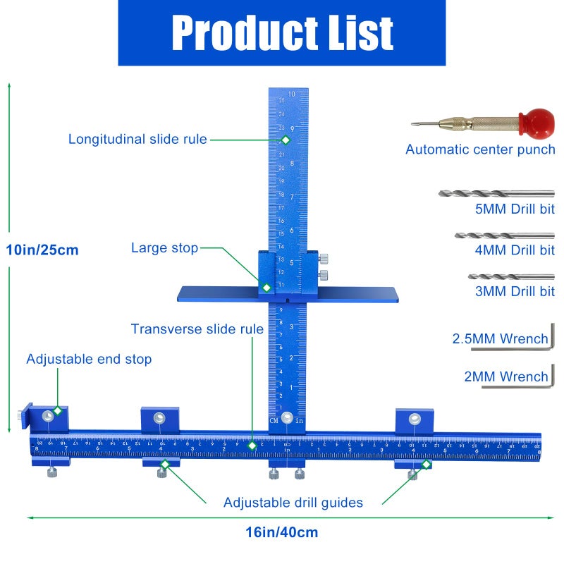 CenfeiTooL Cabinet Hardware Jigï¼ŒAluminum Cabinet Hardware Handle Jig Tool for Handles Pulls Knobsï¼ŒWoodworking Drilling Hole Doweling Guide Punch Locator for Installation Handles Knob on Drawer Door Pulls. - Image 2