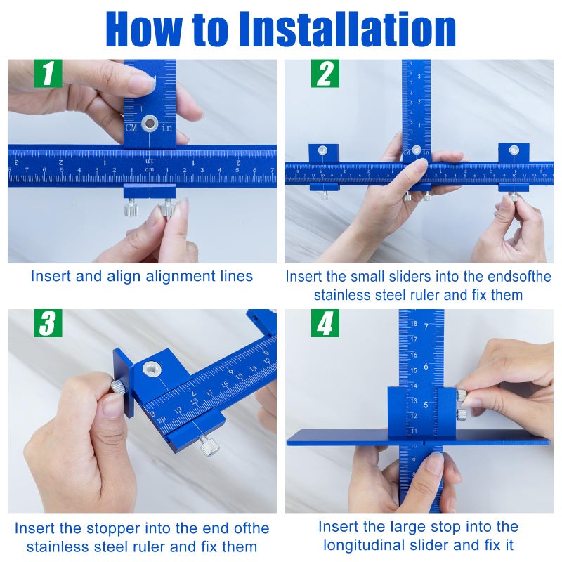 CenfeiTooL Cabinet Hardware Jigï¼ŒAluminum Cabinet Hardware Handle Jig Tool for Handles Pulls Knobsï¼ŒWoodworking Drilling Hole Doweling Guide Punch Locator for Installation Handles Knob on Drawer Door Pulls. - Image 4