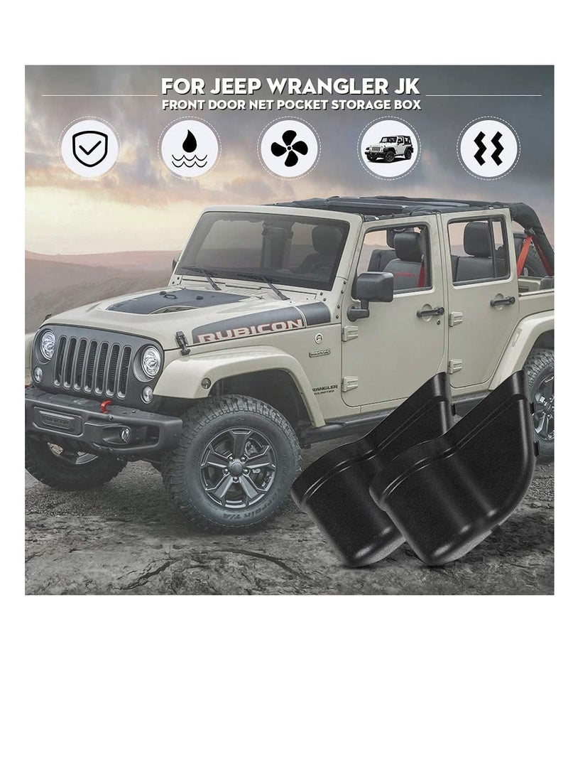 Excefore DP3 Front Door Storage Pockets, Door Side Insert Organizer Box for 2011-2018 Jeep Wrangler JK JKU 2/4 Door, Interior Storage Expansion Accessories, Black, 2PCS Latest Upgraded Version  - Image 3