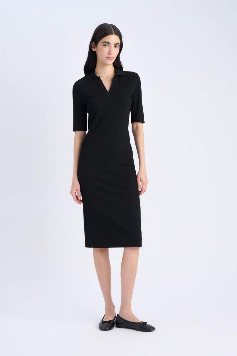 DeFacto Bodycon Polo Collar Camisole Midi Dress - Image 3