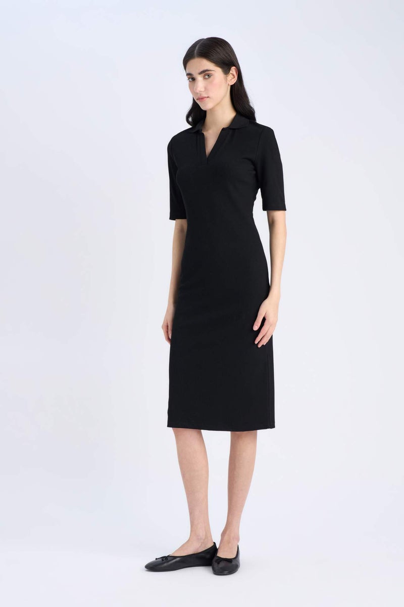 DeFacto Bodycon Polo Collar Camisole Midi Dress - Image 2