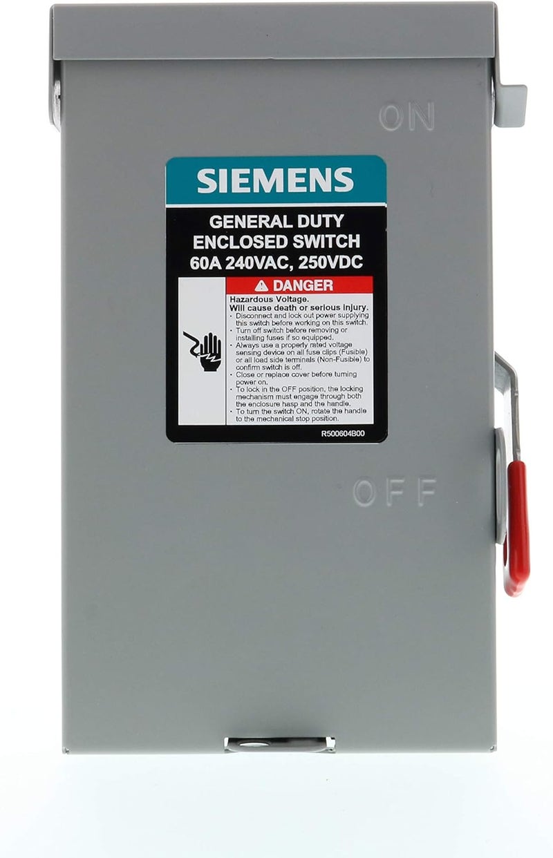 SIEMENS SIEMENS 2P 60A 240V General Duty Safety Switch Indoor NonFusible  - Image 2