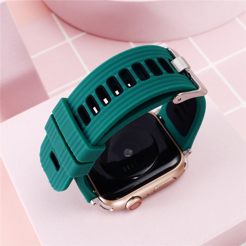 Two-color Silicone Watch Band For Apple Watch Ultra 49mm&Watch Ultra 2 49mm / Series 9&8&7 45mm / SE 3&SE 2&6&SE&5&4 44mm / 3&2&1 42mm(White Black)