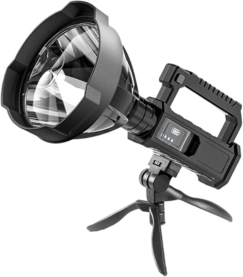 Rechargeable Super Bright LED Spotlight with Tripod 4 Modes Waterproof Portable Flashlight - Image 2