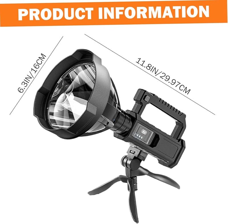 Rechargeable Super Bright LED Spotlight with Tripod 4 Modes Waterproof Portable Flashlight - Image 4