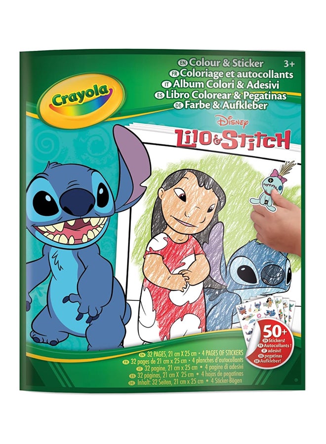 Crayola كتاب تلوين ملصقات ليلو وستيتش - 32 صفحة نشاط ممتعة مع 4 أوراق ملصقات | مجموعة تلوين ونشاط للأطفال | هدية إبداعية للأطفال من عمر 3 سنوات فما فوق - Image 1