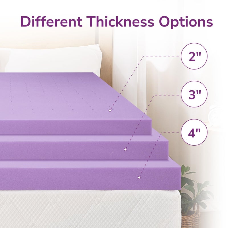 MLILY 3 Inch Queen Lavender Infusion Memory Foam Mattress Topper for Relaxing Sleep, Ventilated & Pressure Relieving, CertiPUR-US Certified, Medium Firm Topper in a Box, Queen Size, 60"x80" - Image 5